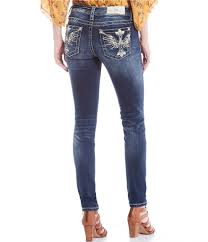 Miss Me Hailey Embellished Glam Wing Cross Pocket Skinny Jeans