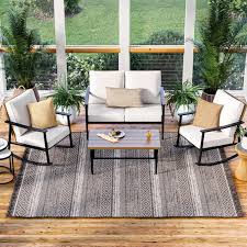 neutral indoor outdoor stripe area rug