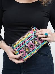 bright aztec print cosmetic bag with