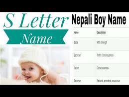 nepali boy name starting with s letter