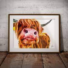 Colourful Highland Cow Painting