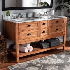 Mtd vanities 48 in espresso double sink. Baxton Studio Alamitos 60 In W X 22 In D Bath Vanity In Oak Wood With Marble Vanity Top In White With White Basin 157 9841 Hd The Home Depot Double Sink Bathroom