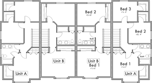 4 plex housing plan with 2 3 bedrooms