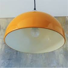 Vintage Ceiling Lamp Painted Ocher At