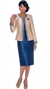 Terramina 7637 Champagne Womens Church Suit With Embellished Trim On Jacket