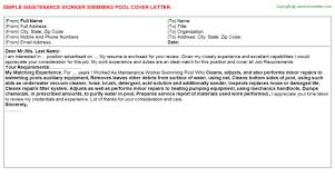 Maintenance Worker Swimming Pool Job Cover Letter