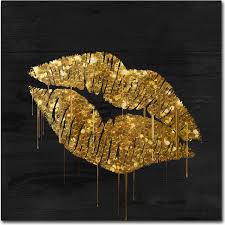 golden lips canvas art by color bakery