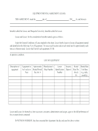 Lease Agreement Form Template Equipment Rental Contract Free