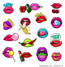lips stickers comic patch kiss