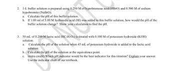 Solved Ka Value For Hypobromous Acid 2x10 9lactic Acid