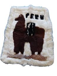 llama alpaca fur wall hanging rug