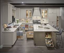 gray cabinets in transitional kitchen
