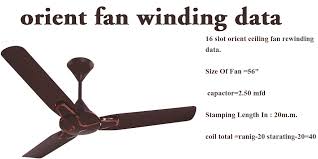 ceiling fan winding data orient 20m m