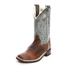 Old West Childrens Boys Square Toe Cowboy Boots Brown