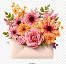 envelope with flower bouquet sealed