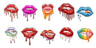 dripping lips vector art icons and