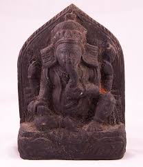 antique black stone ganesha statue