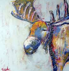 Stag Deer Moose Modern Wall Art Canvas