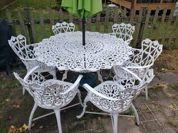 Cast Iron White Table And Chair Set