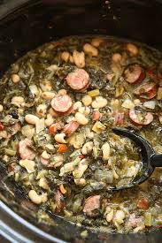 cajun style slow cooker beans greens