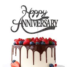 Amazon.com: Happy Anniversary Cake Topper - Wedding Anniversary Company  Anniversary Party Decoration Supplies, Black Glitter : Grocery & Gourmet  Food