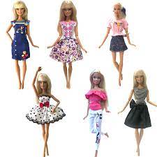 NK 6 Bộ/lô Nóng Bán Búp Bê Trang Phục Thời Trang Hàng Đầu Đầm Dài Dạ Tiệc Quần  Áo Cho Búp Bê Barbie Phụ Kiện Đồ Chơi Cho Bé Gái tặng DZ