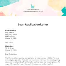 free loan application letter templates