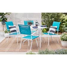 Stylewell 42 In Mix And Match Lattice White Mesh Metal Round Outdoor Patio Dining Table