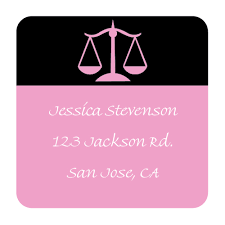 Legal Pink And Black Square Return Address Labels By Ib