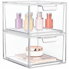 2pcs stackable makeup organizer storage