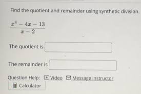 Remainder Using Synthetic Divisio Math
