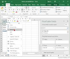 Ms Excel 2016 How To Refresh A Pivot Table