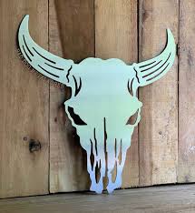 Longhorn Bull Skull Metal Art Bad Dog