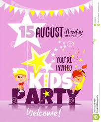Kids Party Invitation Template With Happy Children