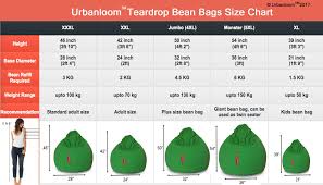 Bean Bag Size Chart From Www Urbanloom In Size Chart Bean