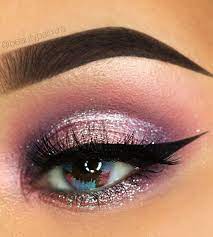 shimmery pink purple eye makeup look