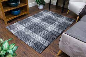 grey black tartan rug runner check mat