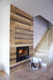 Pallet Wall Surrounding Faux Fireplace