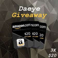 You can buy amazon gift cards online in a secure environment from al giftcards. Daeye On Twitter Amazon Gift Card Giveaway Prize 3x Amazon Gift Card Of 20 To Enter Follow Me Daeyetv Retweet This Tweet Tag A Friend Winners Announced