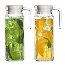 Glass Pitcher With Lid Set Of 2 34oz