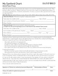 2018 Sanford Adult Teen Proxy Form Fill Online Printable