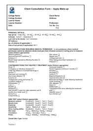 sle client consultation form make up