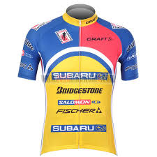 2012 Team Subaru Cycle Apparel Biking Jersey Top Shirt Maillot Cycliste Yellow Blue