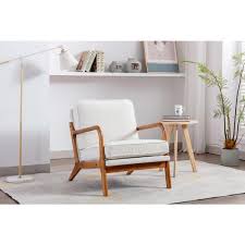 Beige Wood Frame Armchair Modern Accent Chair Lounge Chair For Living Room