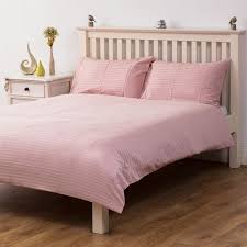 double sateen stripe bedding set pink