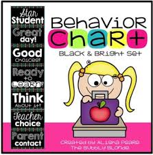 Classroom Behavior Chart Black Bright Set