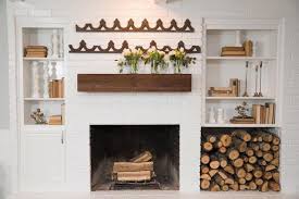 Living Room Wood Mantel Storage