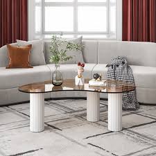 Modern White Coffee Table With Tempered