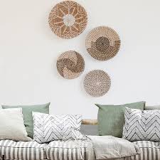 Boho Hanging Woven Wall Basket Set Of 3