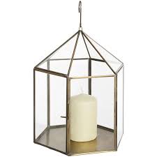 Antique Brass Hanging Glass Lantern For